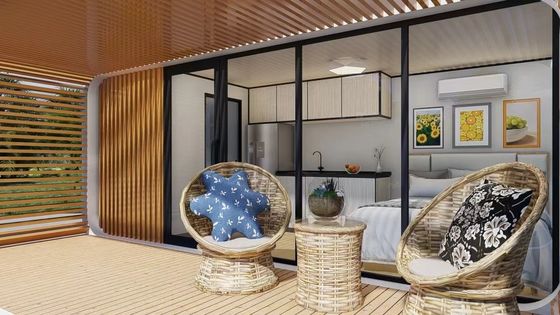 Apple Cottage Glass House Prefabricated Bungalow met gesneden plaatwand en aluminium plaat