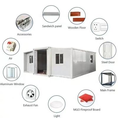 Uitbreiding van de buitenruimte in een eenvoudige 20ft dubbelvleugelcontainerruimte met modern ontwerp