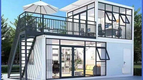 Modern ontwerp vouwbaar geprefabriceerd kantoorcontainerhuis met aluminium venster