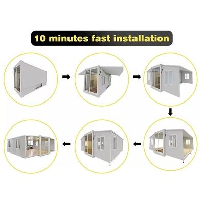 Snelle installatie van kleine 20ft en 40ft modulaire mobiele huizen met twee vleugelcontainerhuizen
