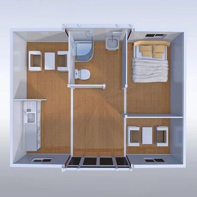 Snelle installatie van kleine 20ft en 40ft modulaire mobiele huizen met twee vleugelcontainerhuizen